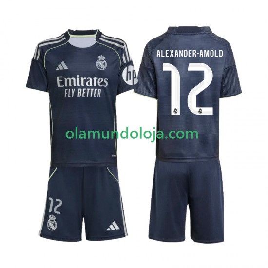 Camisola Real Madrid Alexander-Arnold 12 Criança Equipamento Segundo 2025-2026 Manga Curta